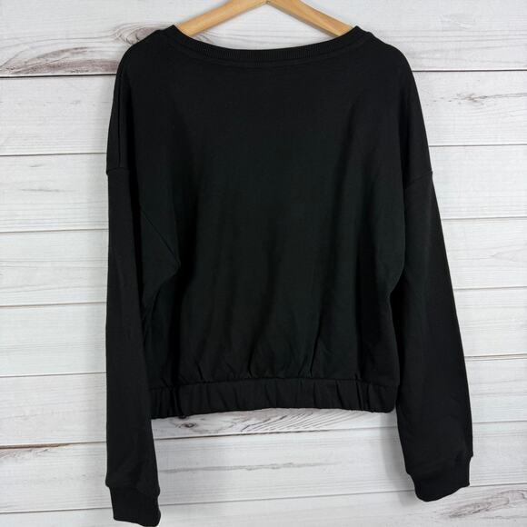 90 Degrees by Reflex Womens Black Pullover Cropped Sweatshirt Size L EUC - Picture 7 of 7